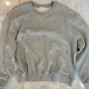 Good American Heather Gray Women's Rhinestone Crewneck Sweatshirt